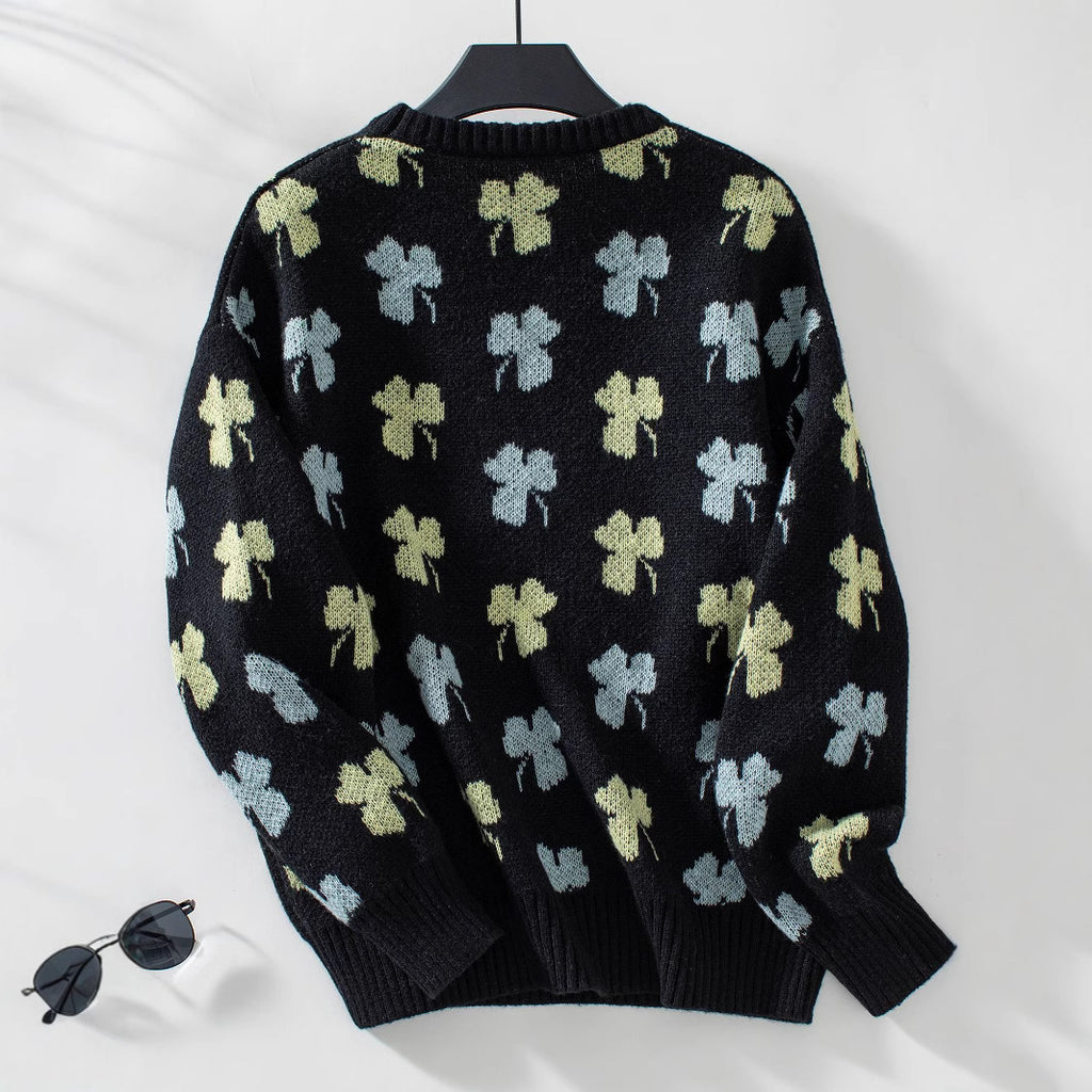 Drizzle Clover Jacquard Pullover Women's Sweater