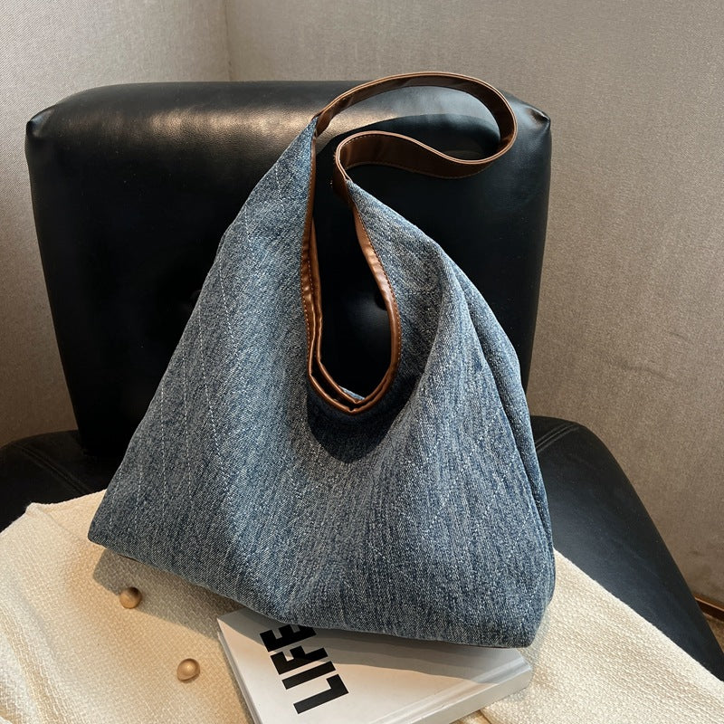 Denim Canvas Bucket Bag | Large Capacity Shoulder Tote
