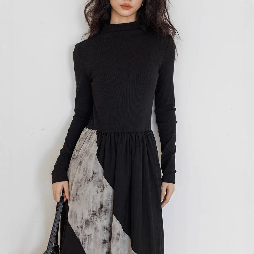 Women’s Black Irregular Inner Pocket Dress