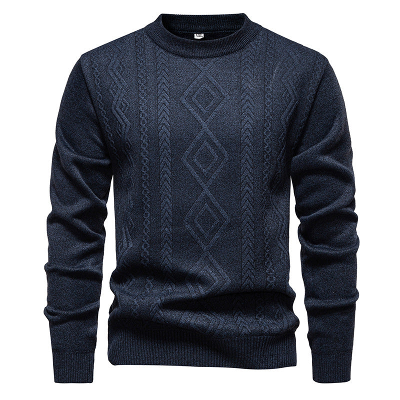 Men's Casual Round Neck Sweater, Warm Knitted Pullover Sweatshirt