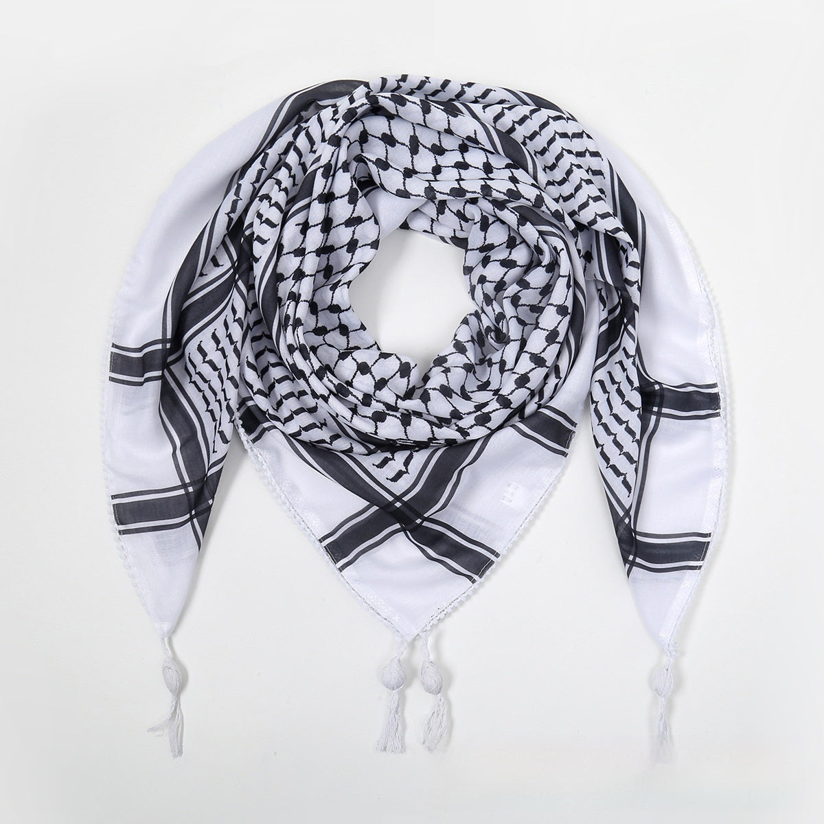 Fringed Keffiyeh Square Scarf