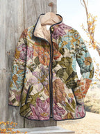 Women's Digital Printed Floral Jacket-Vintage Inspired Winter Jacket