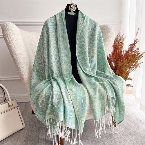 Vintage Cashew Jacquard Faux Cashmere Shawl
