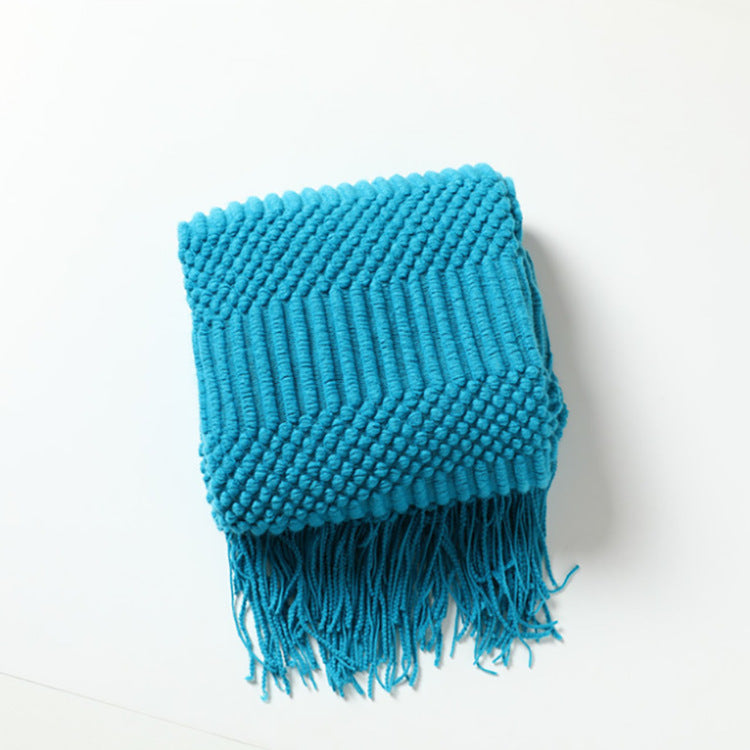 Sofa Bed Blanket Cashmere-like Warm Tassel Scarf