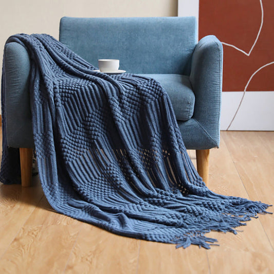 Sofa Bed Blanket Cashmere-like Warm Tassel Scarf
