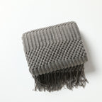 Sofa Bed Blanket Cashmere-like Warm Tassel Scarf - Gray / 127X152