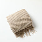 Sofa Bed Blanket Cashmere-like Warm Tassel Scarf - Khaki / 127X152