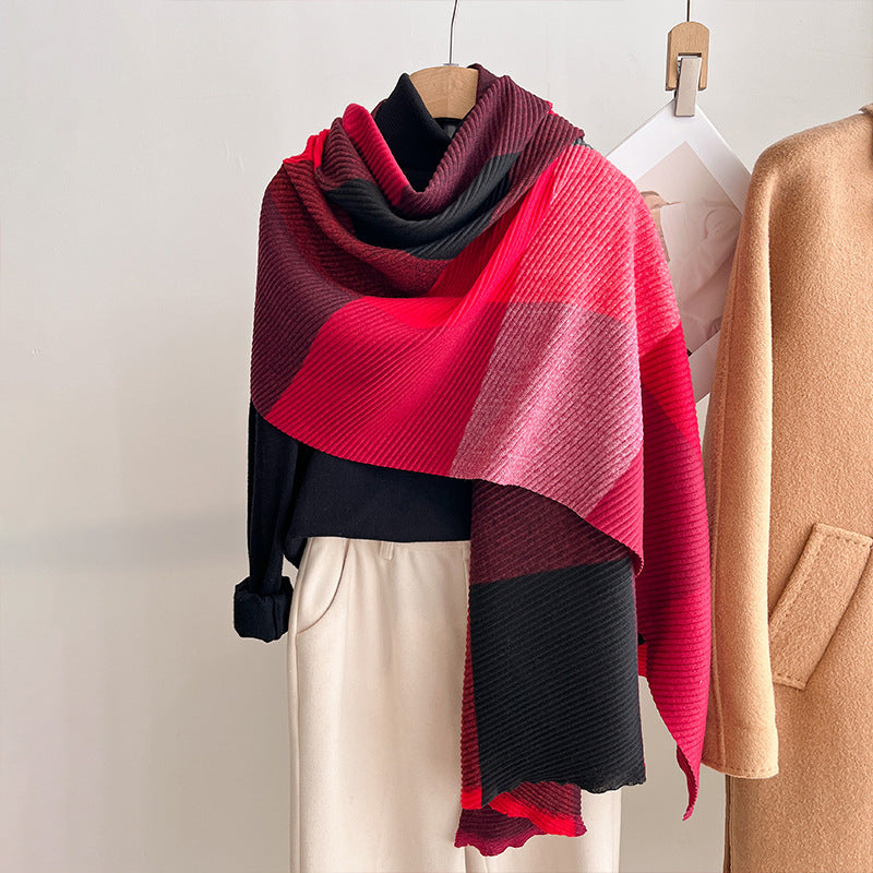 Women's Multicoloured Crinkled Cashmere All-Matching Shawl