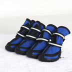 Dog Shoes Double Straps Non-slip Wear-resistant And Waterproof - Blue / 2XL / 4PCS