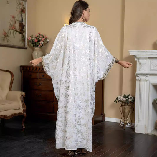 Einteilige Eid-Abaya für muslimische Frauen, bronzierendes Abaya-Gewand