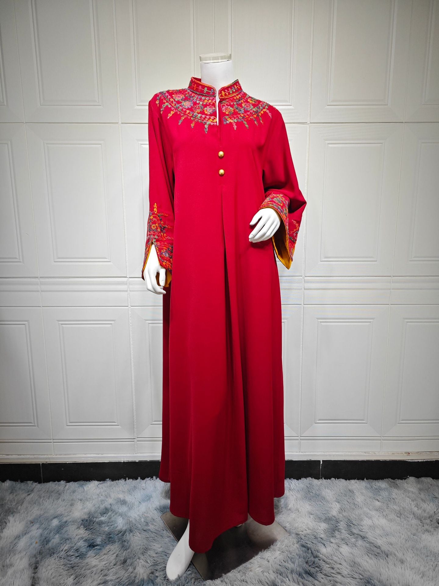 Women's Long Robe, Modest Embroidered Dress