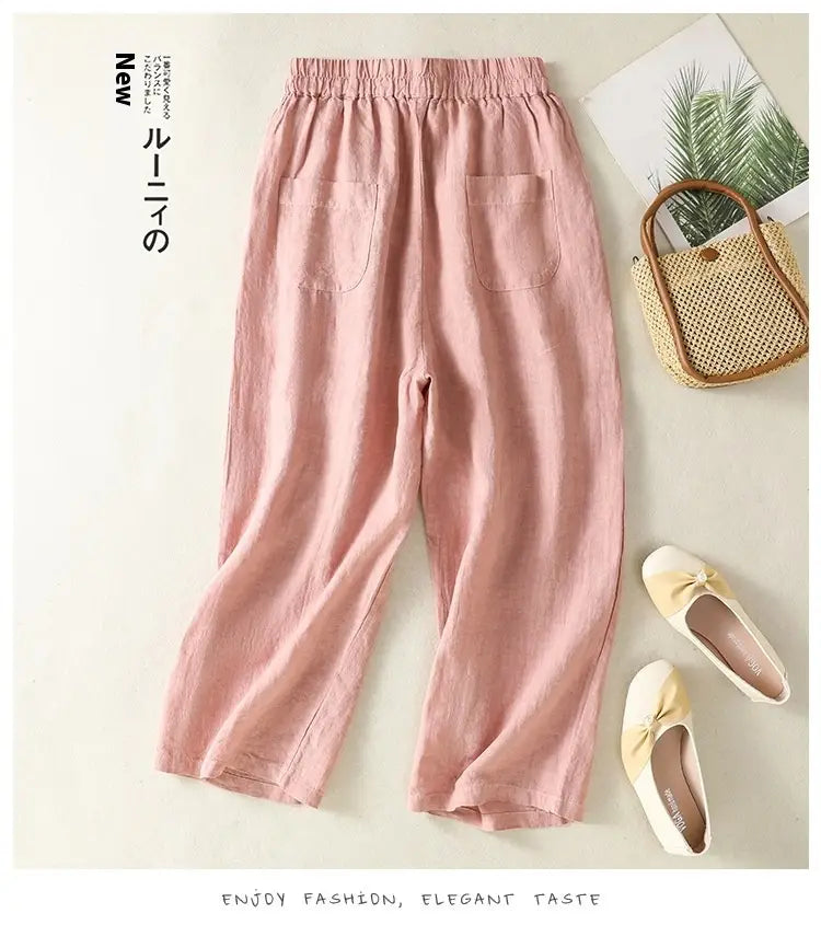 Women’s Wide Leg Cotton Linen Summer Pants