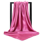 Ladies' Solid Colour Silk Satin Square Scarf, 90/90cm Headscarf, Flight Attendants' Neckerchiefs