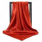 Ladies' Solid Colour Silk Satin Square Scarf, 90/90cm Headscarf, Flight Attendants' Neckerchiefs