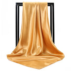 Ladies' Solid Colour Silk Satin Square Scarf, 90/90cm Headscarf, Flight Attendants' Neckerchiefs