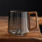 Wooden Handled Mountain View Drinking Cup, Premium Quality Bubble Cup for Home & Office