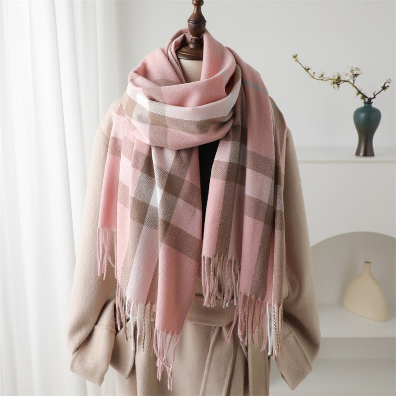 Cashmere-like Plaid Unisex Warm Shawl
