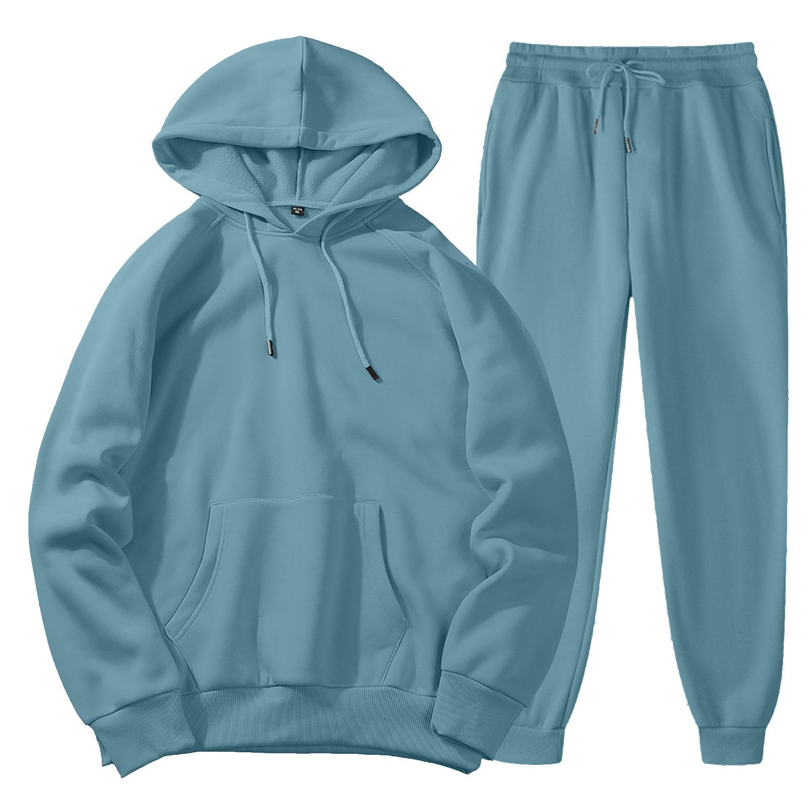 Men's Casual Solid Colour Sports Suit, Sports Hoodie and Trousers Set