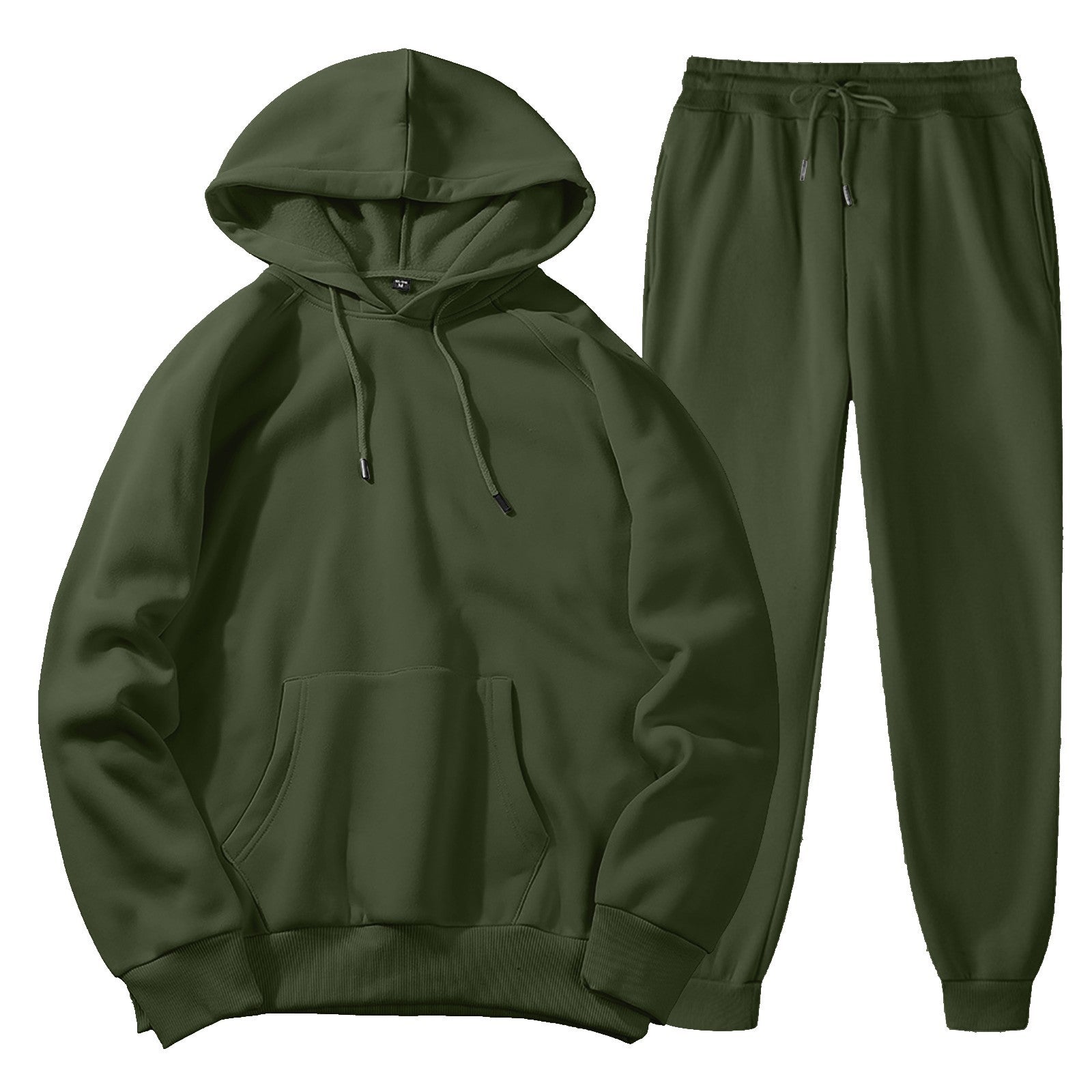 Men's Casual Solid Colour Sports Suit, Sports Hoodie and Trousers Set