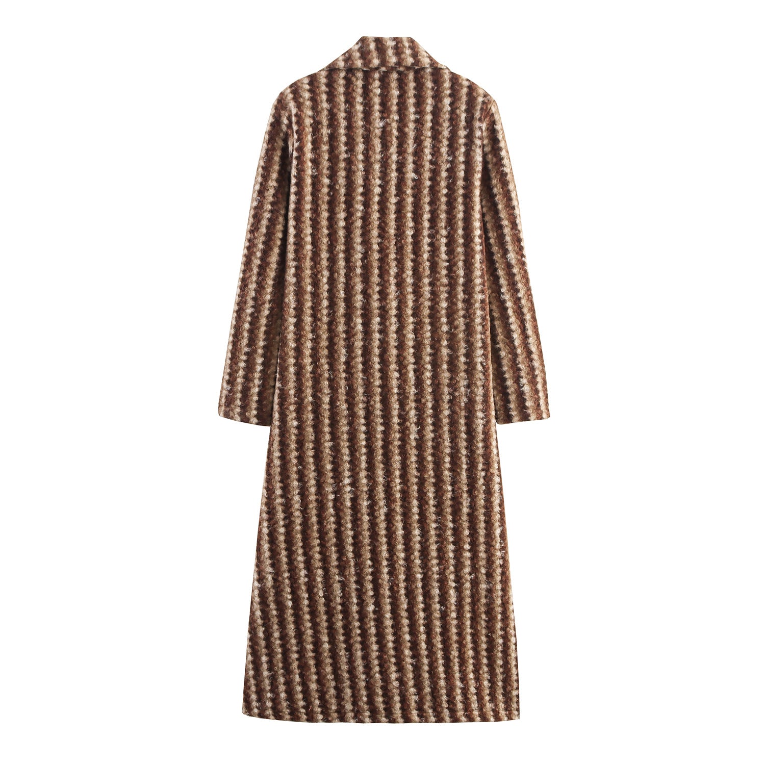 Women's British Style Woolen Striped Wide Coat