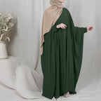 Eid Jilbab Abaya Long Khimar Abayas Islamic Clothes - Dark Green / One size