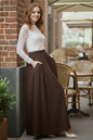 Elastic Waist Double Skirt | Brown – NEOMODEST product image 1