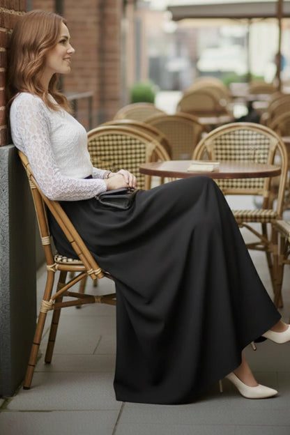 Elastic Waist Double Skirt | Black – NEOMODEST product image 4
