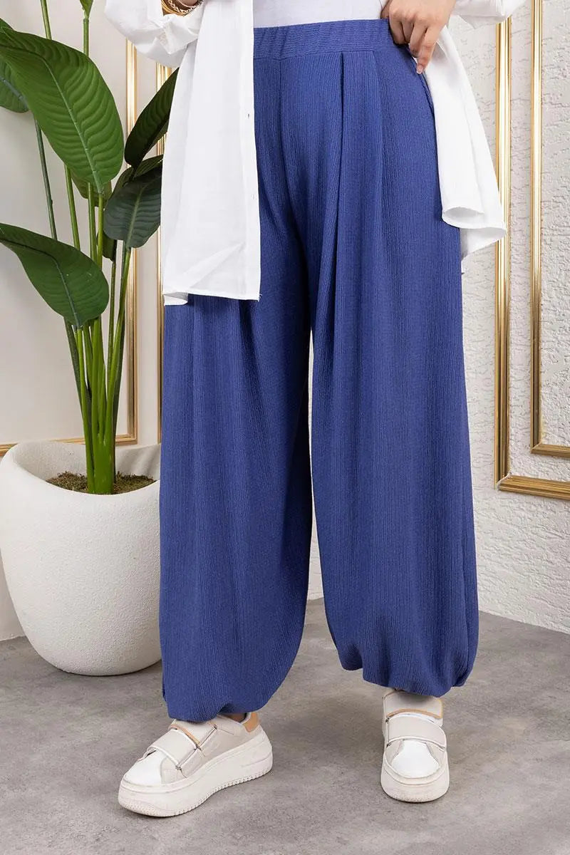Elastic Waist Shalwar Trousers | Indigo – NEOMODEST product image 2