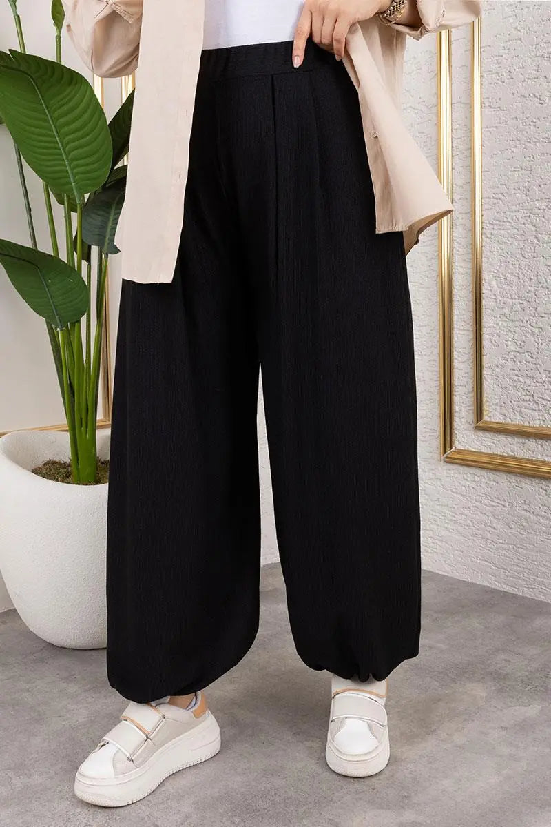 Elastic Waist Shalwar Trousers | Black – NEOMODEST product image 2