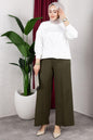 Elastic Waist Wide Leg Trousers | Khaki – NEOMODEST product image 1