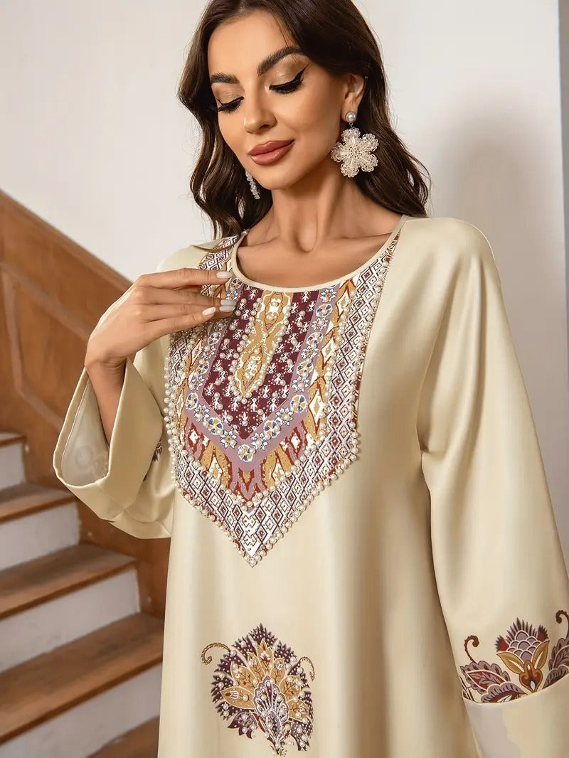 Elegant Floral Printed Abaya Dress Modest Dress Modest Fashion - Abaya dress