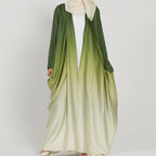 Elegant Tie-dye Gradient Abaya - Light Green / Free Size - Abaya