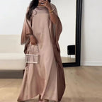 Ethnic Long Sleeve Maxi Dress - Camel / L - Abaya dress