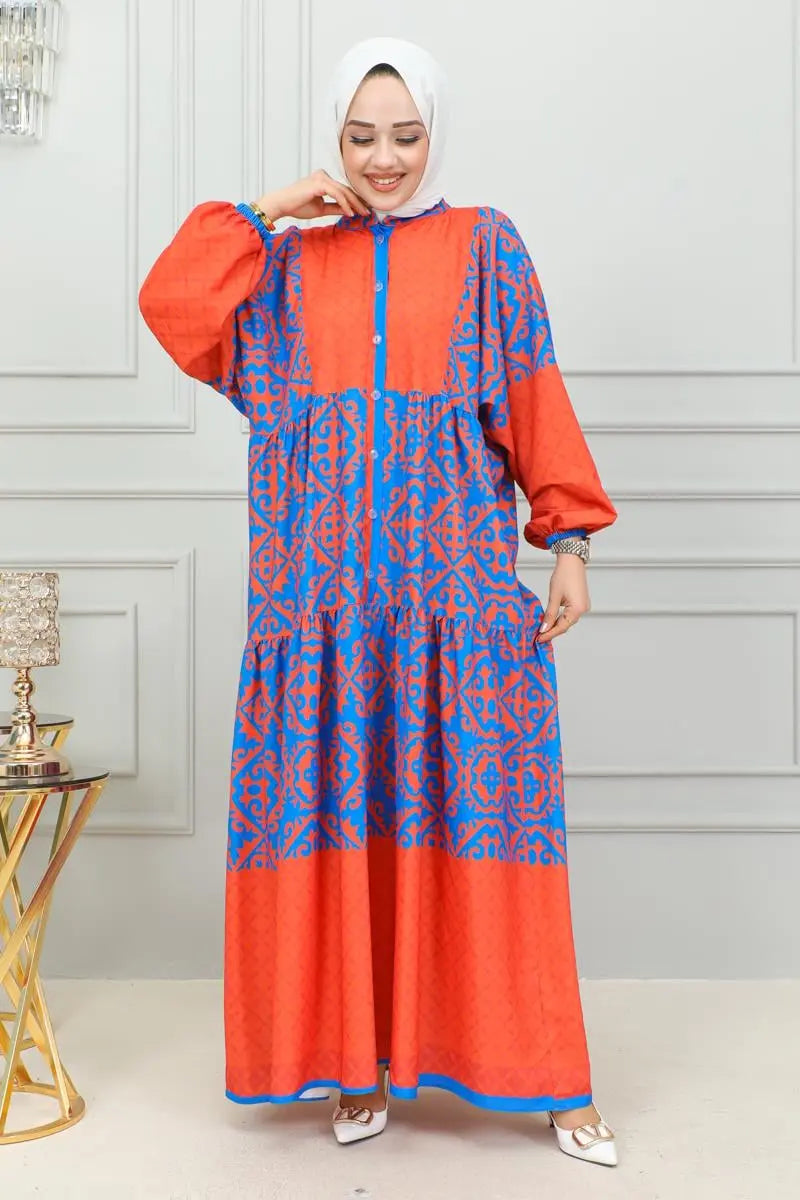Mec Ethnic Patterned Hijab Dress