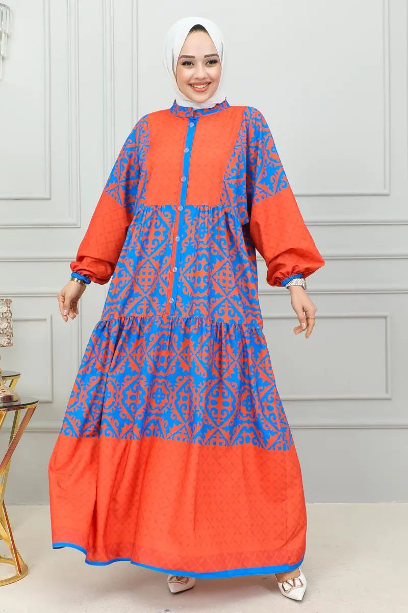 Mec Ethnic Patterned Hijab Dress