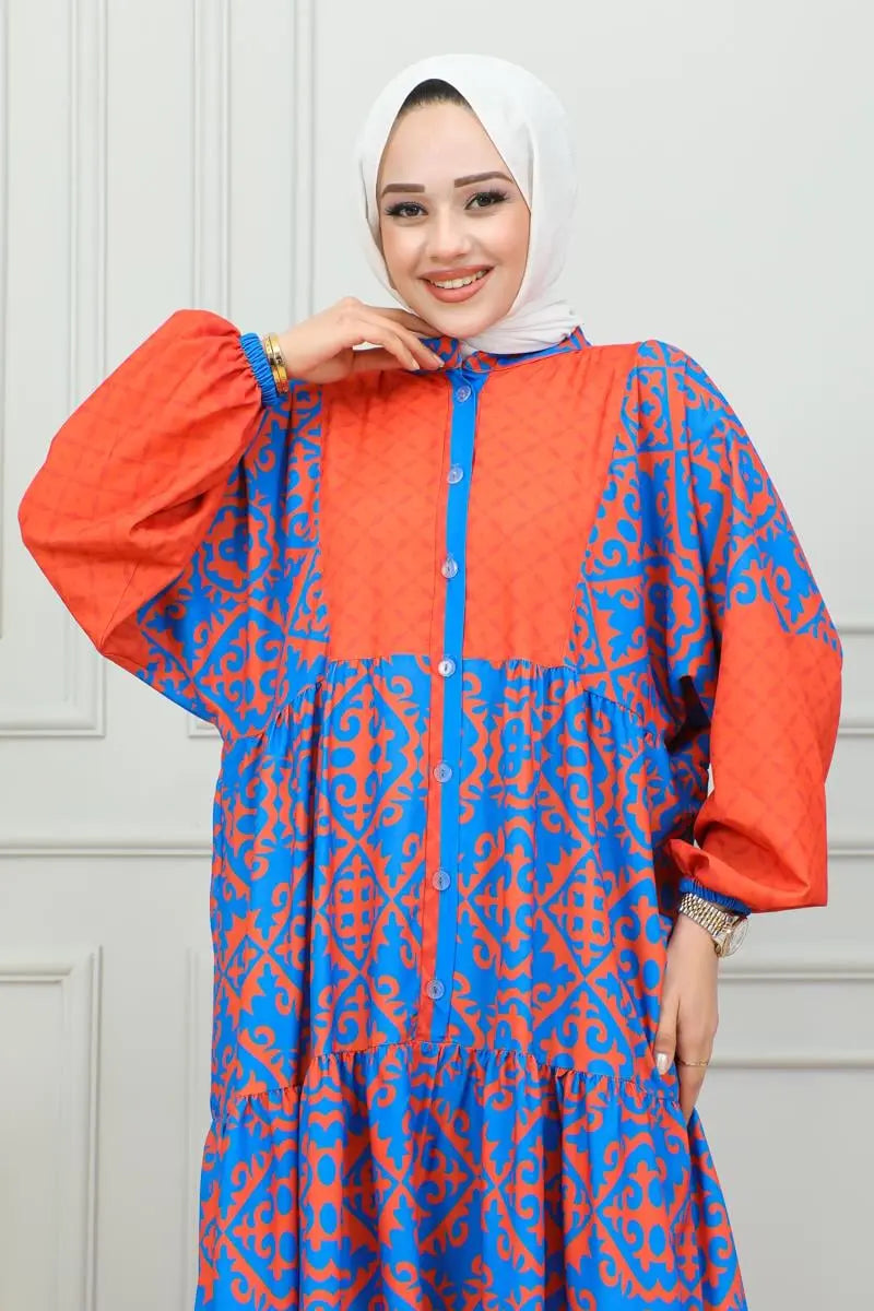 Mec Ethnic Patterned Hijab Dress