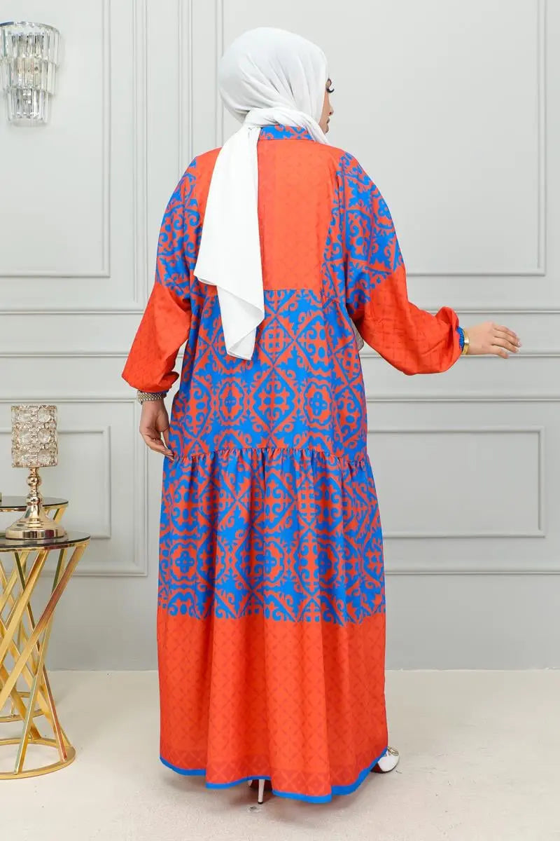 Mec Ethnic Patterned Hijab Dress