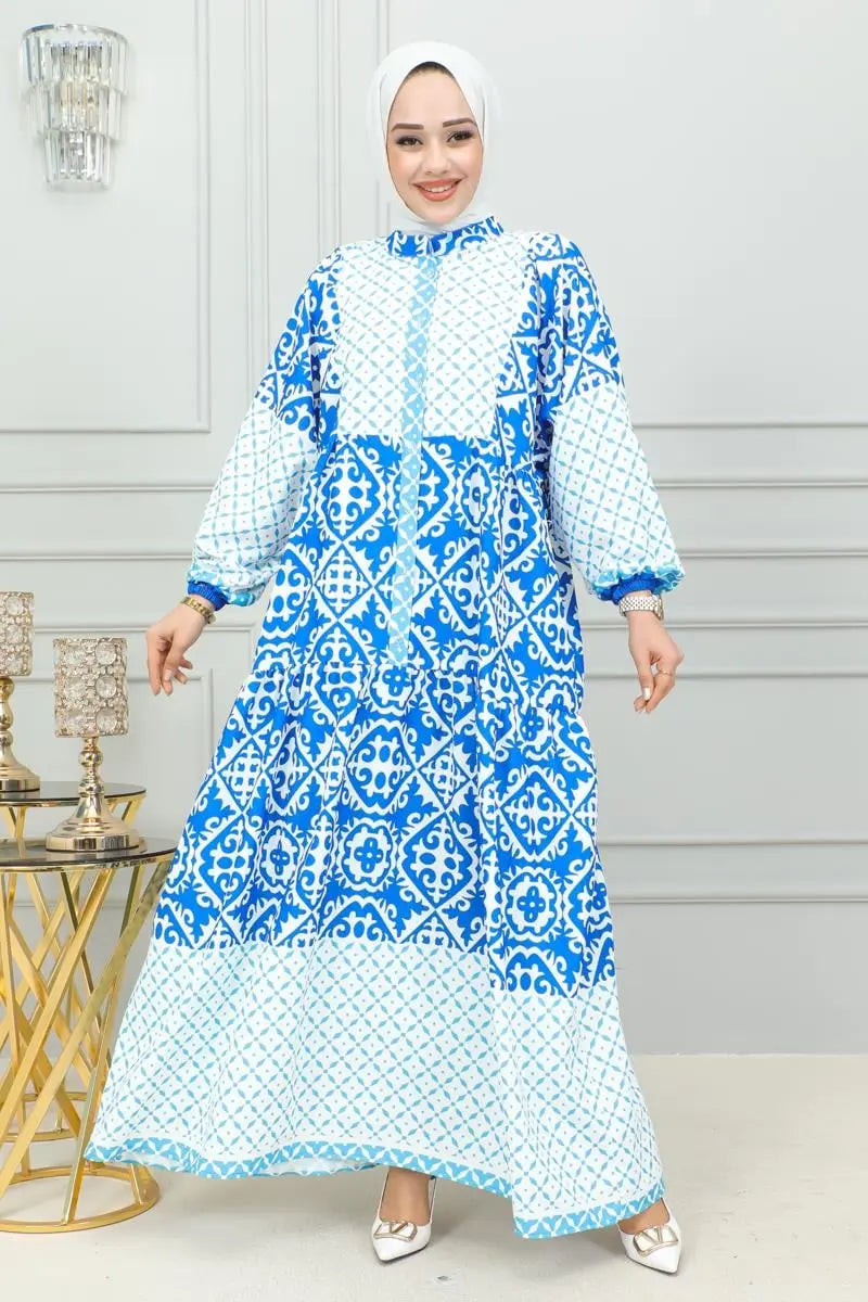 Mec Ethnic Patterned Hijab Dress