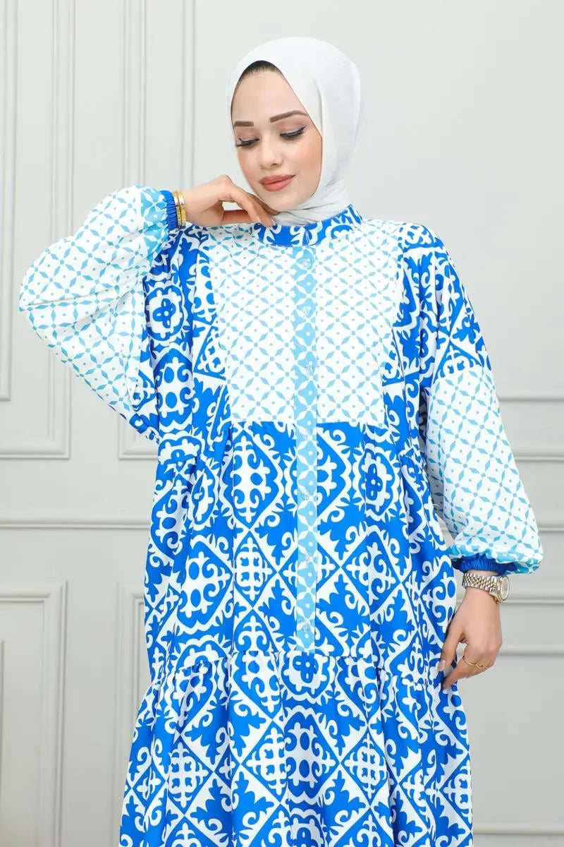 Mec Ethnic Patterned Hijab Dress