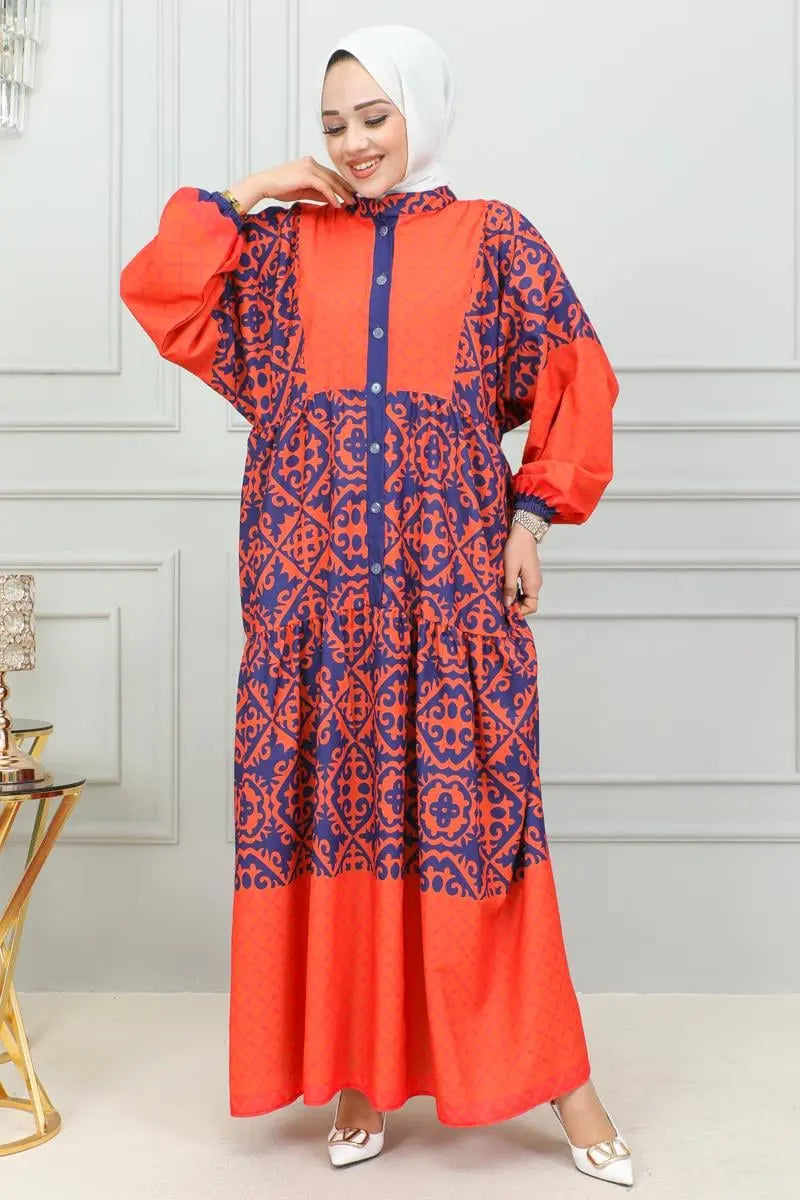 Mec Ethnic Patterned Hijab Dress