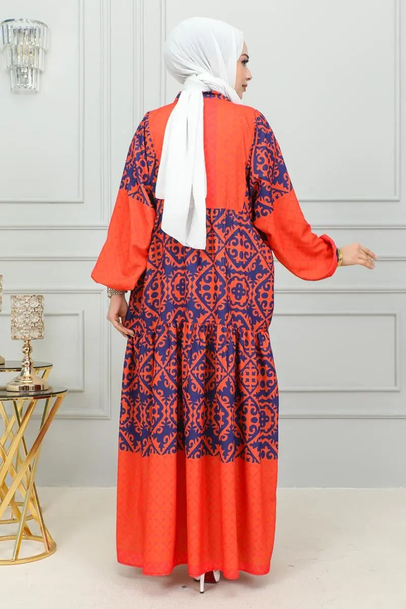 Mec Ethnic Patterned Hijab Dress