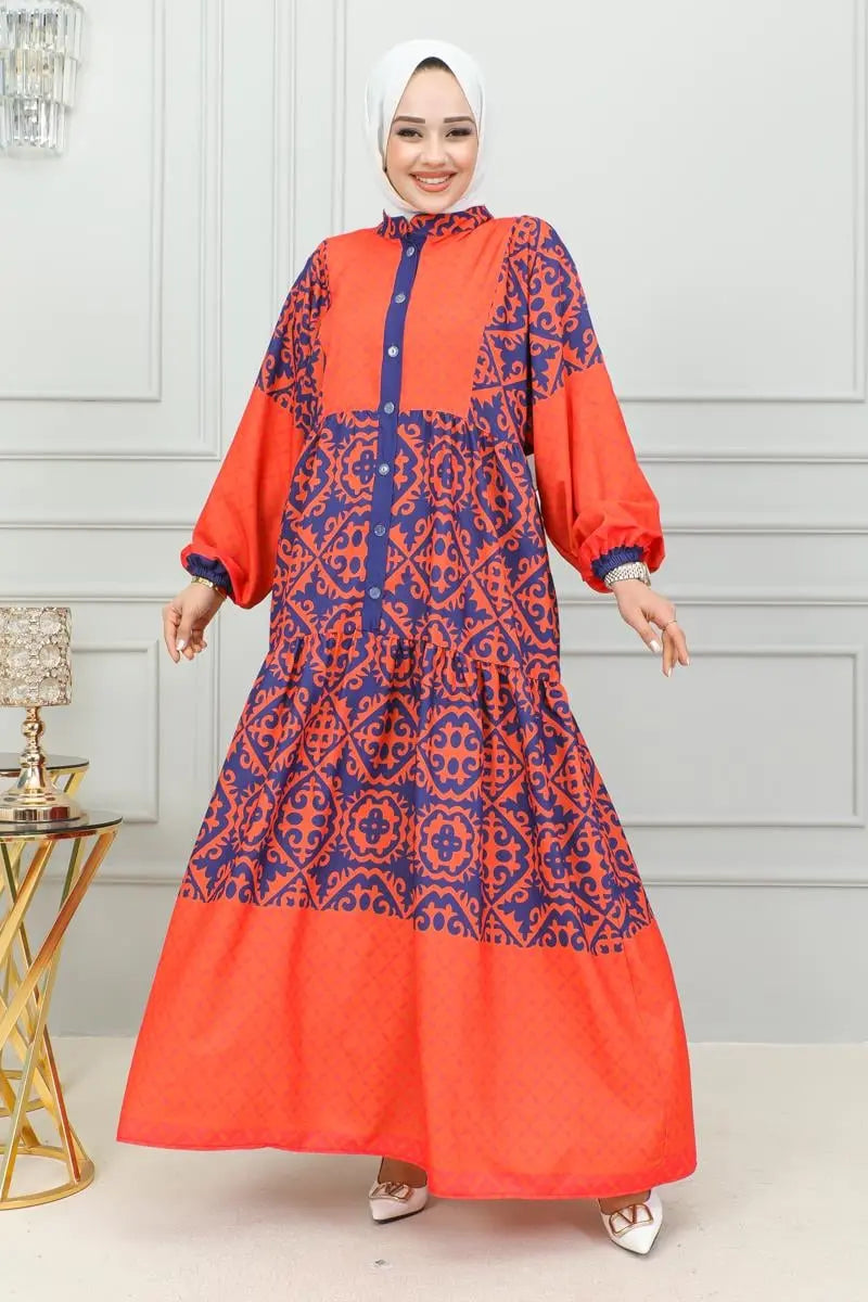 Mec Ethnic Patterned Hijab Dress