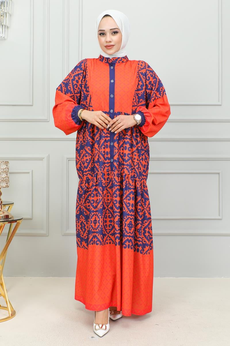 Mec Ethnic Patterned Hijab Dress