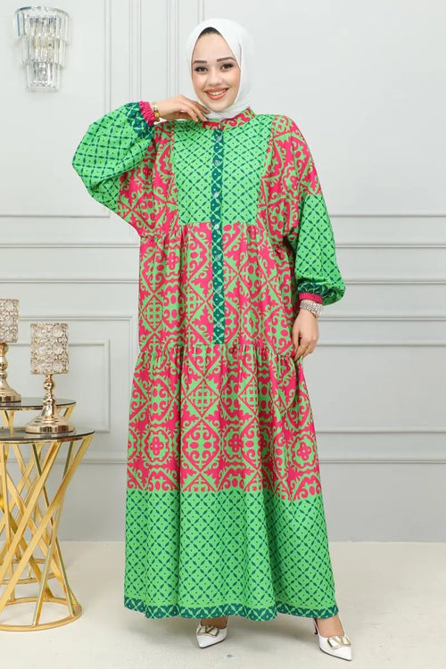 Mec Ethnic Patterned Hijab Dress