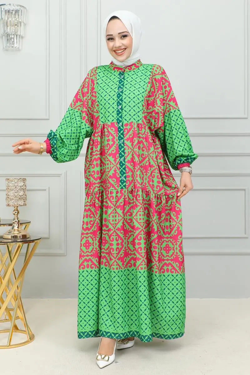 Mec Ethnic Patterned Hijab Dress