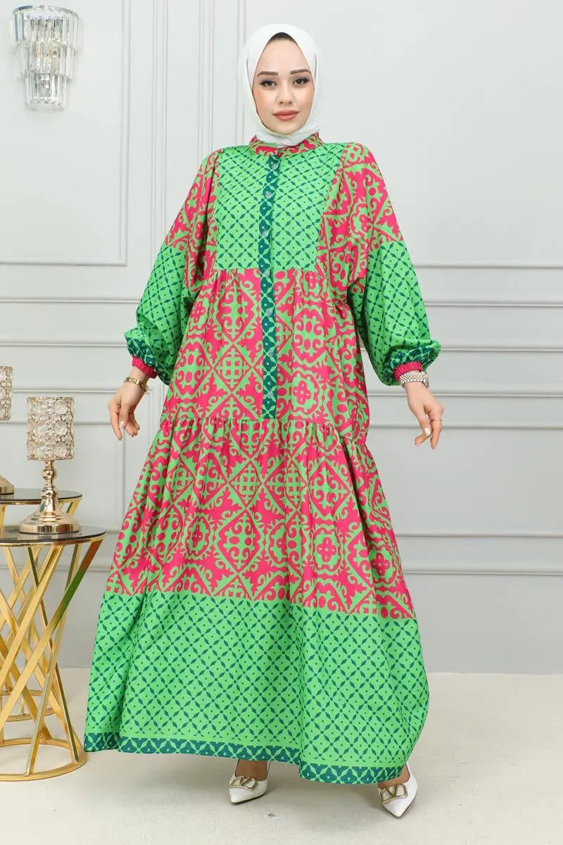 Mec Ethnic Patterned Hijab Dress