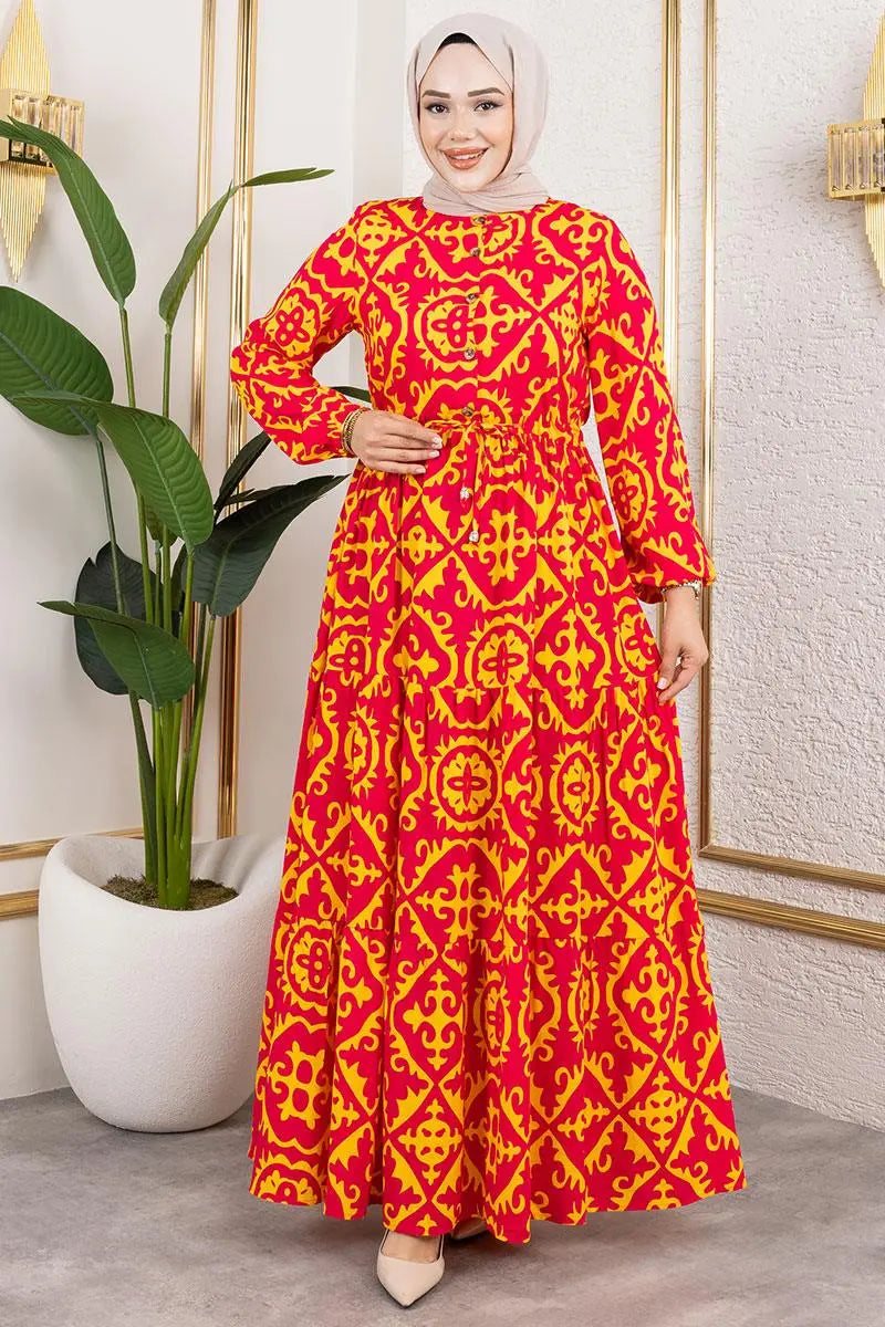 Mec Ethnic Patterned Viscose Dress