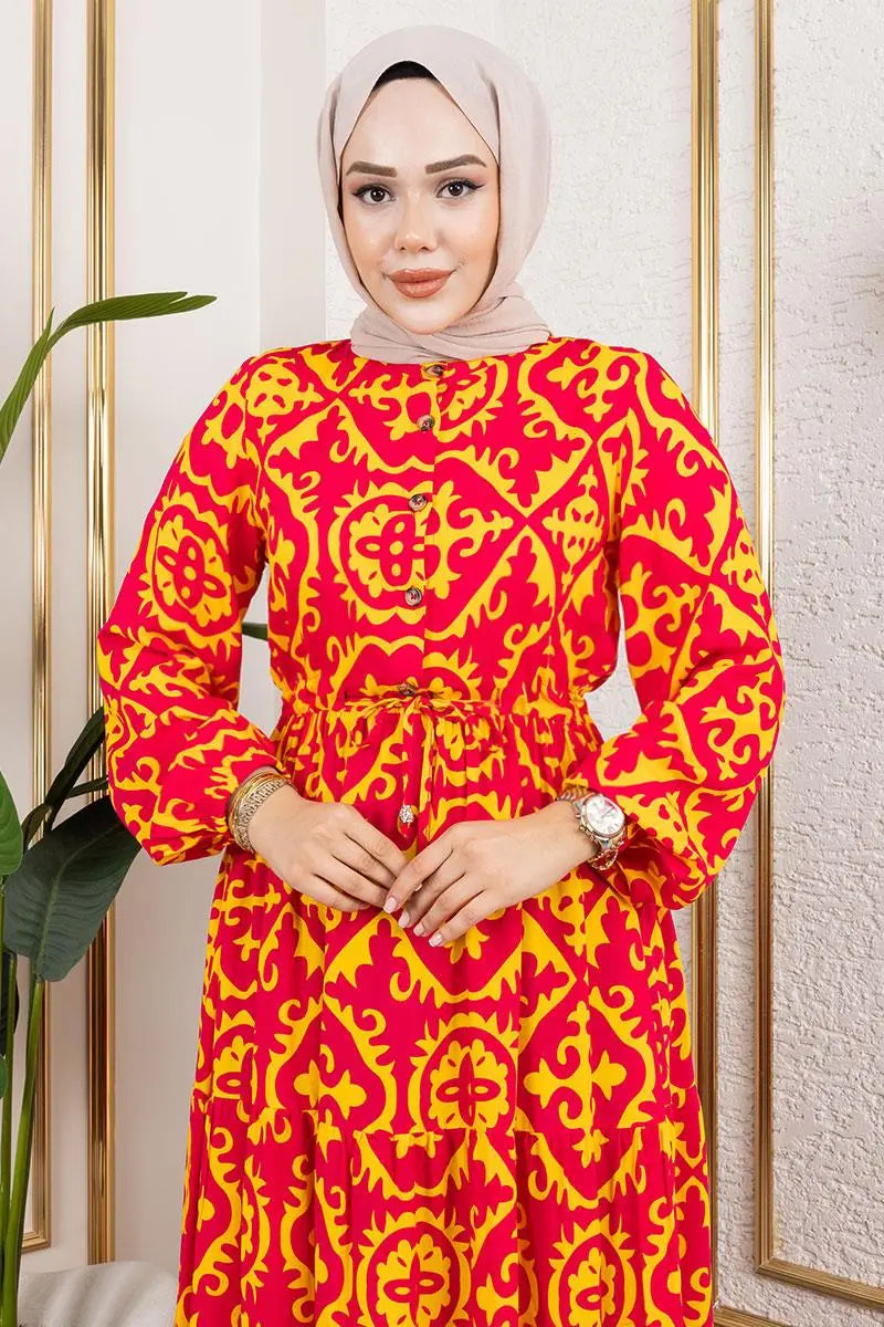 Mec Ethnic Patterned Viscose Dress