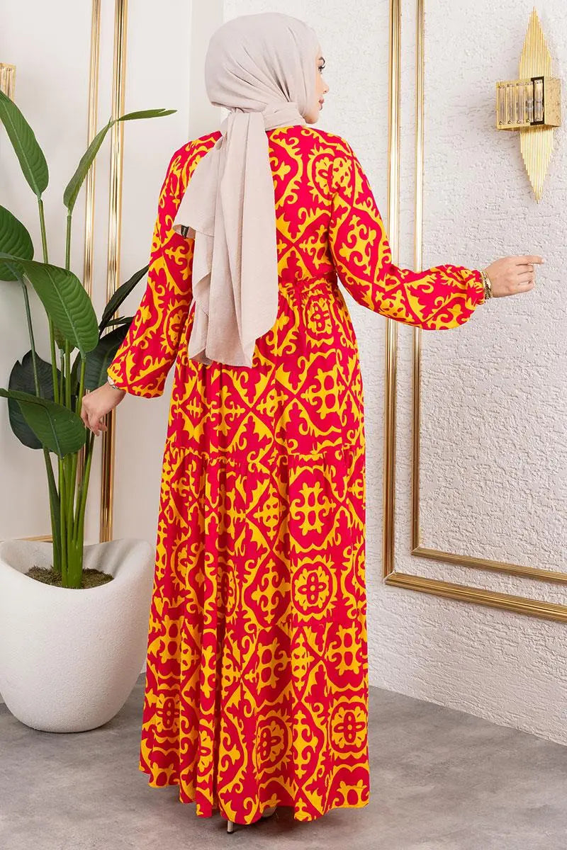 Mec Ethnic Patterned Viscose Dress