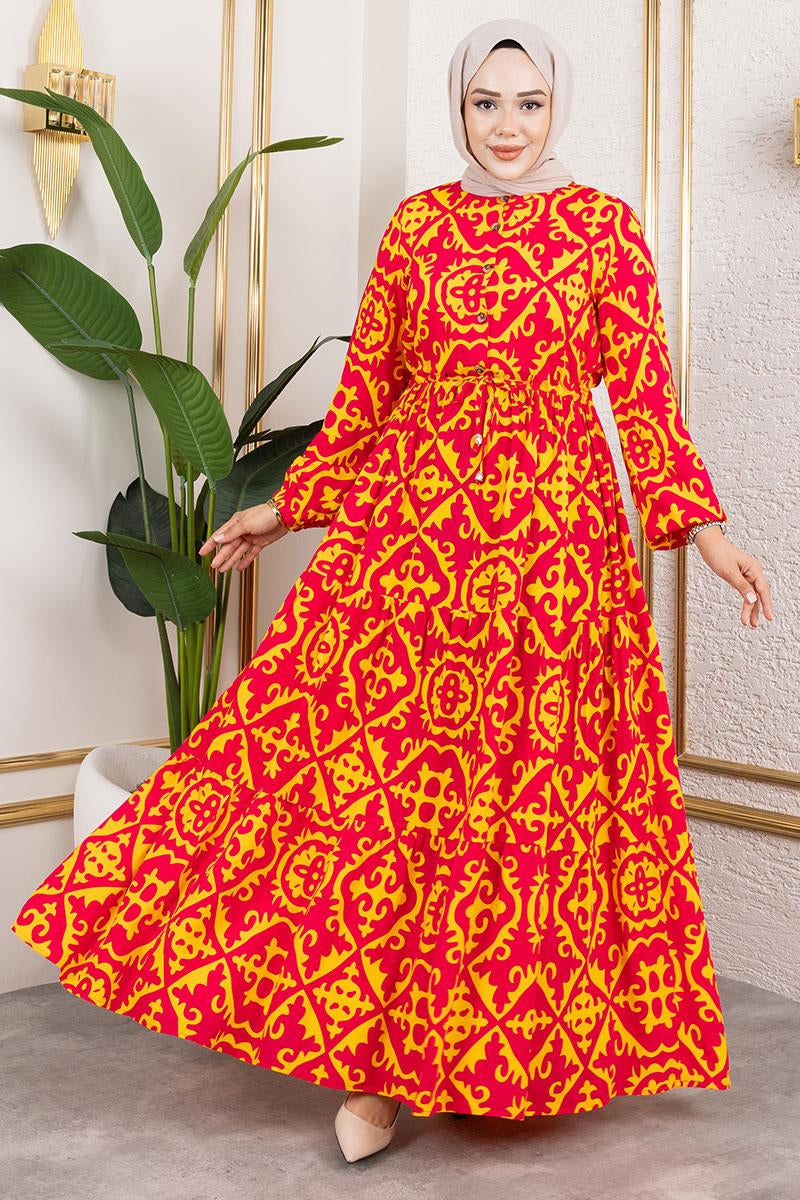 Mec Ethnic Patterned Viscose Dress